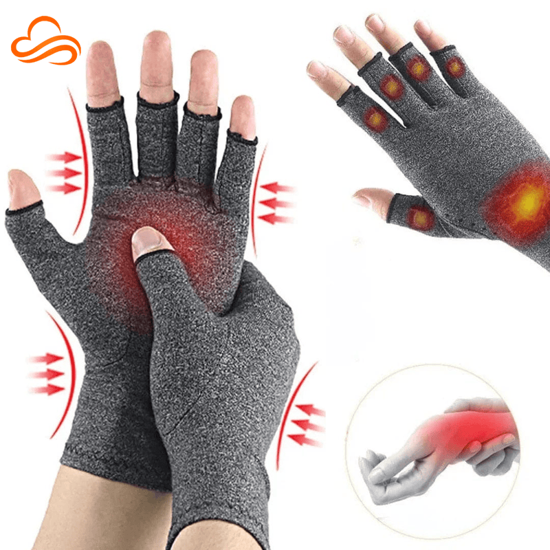 Luva de Compressão Sem Dedos – Alívio Dores Mãos, Artrite, Síndrome do Túnel do Carpo, Unissex