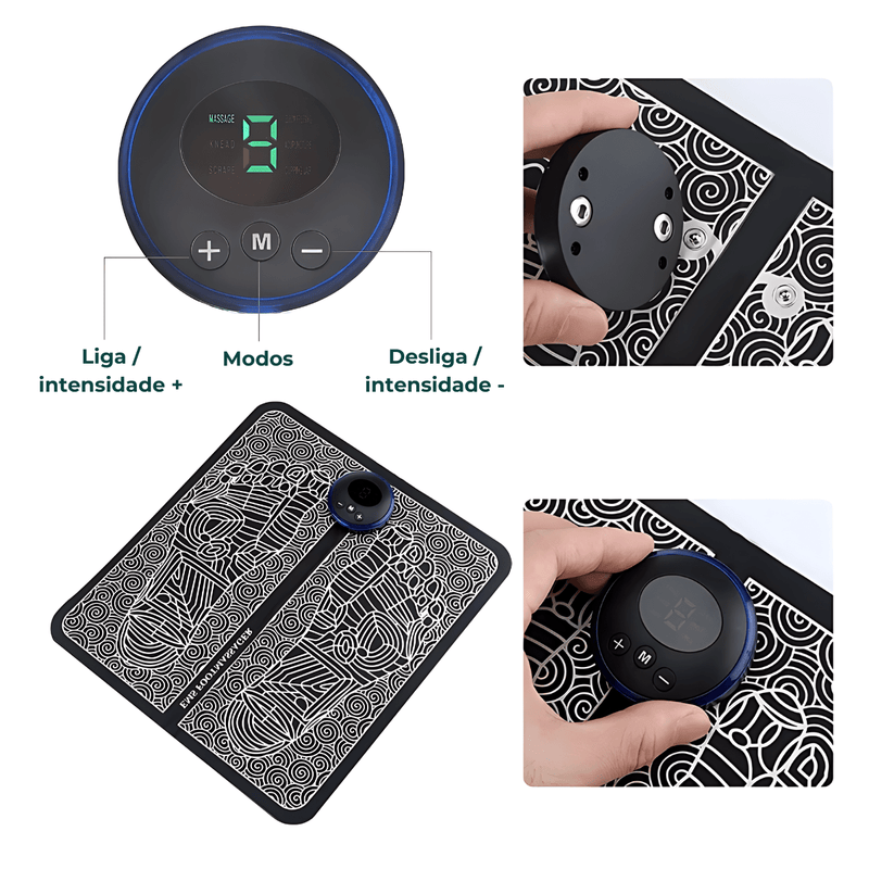 Tapete Massageador Elétrico EMS Portátil – Alívio da Dor, Tensão e Inchaço nos Pés