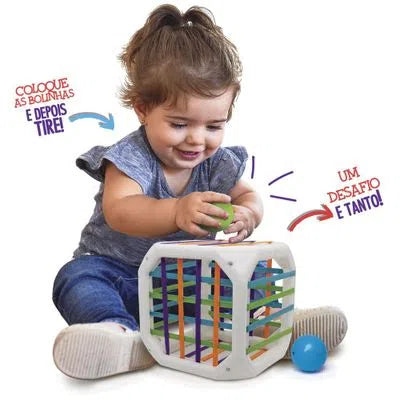 Brinquedo Educativo - Cubo Entrelaçado - Bolinha com Som - Elka