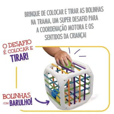 Brinquedo Educativo - Cubo Entrelaçado - Bolinha com Som - Elka