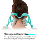 Massageador de Pescoço Manual com Rolo – Terapia Pontos de Pressão, Alívio Tensão e Torcicolo