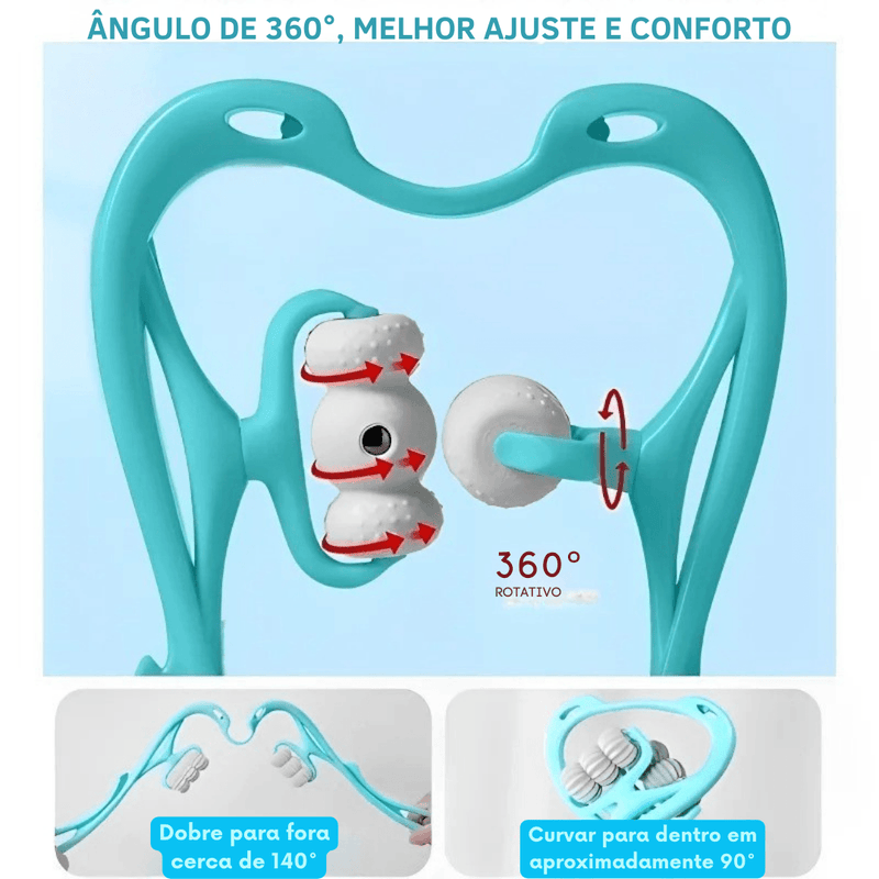 Massageador de Pescoço Manual com Rolo – Terapia Pontos de Pressão, Alívio Tensão e Torcicolo