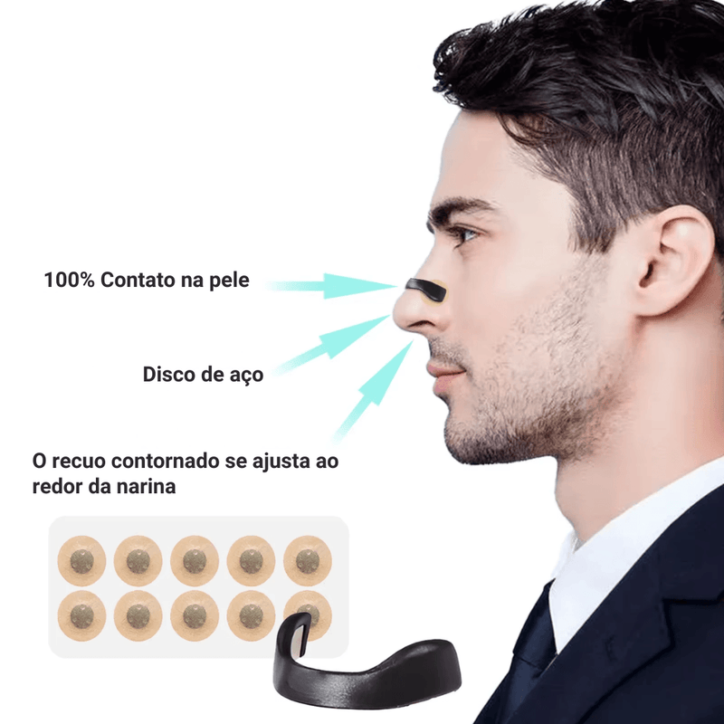 Kit Clipe Nasal Magnético Anti-Ronco – Dilatador Apneia do Sono, Respirar, Silicone