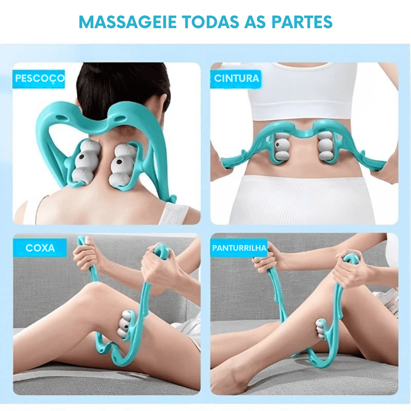 Massageador de Pescoço Manual com Rolo – Terapia Pontos de Pressão, Alívio Tensão e Torcicolo