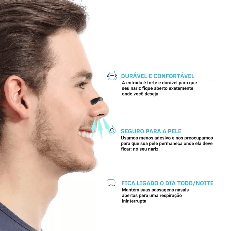 Kit Clipe Nasal Magnético Anti-Ronco – Dilatador Apneia do Sono, Respirar, Silicone