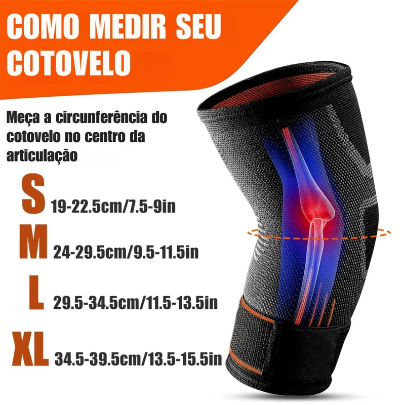 Braçadeira de Compressão para Cotovelo – Alívio Dores, Cotovelo de Tenista e Golfista, Ajustável