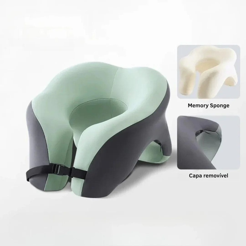 Travesseiro de Pescoço U Memory Foam – Conforto e Suporte Cervical, Ideal para Viagem e Avião