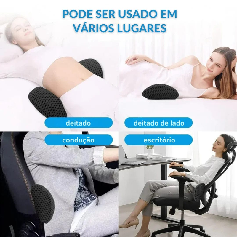Almofada Lombar Ortopédica Memory Foam – Suporte para Coluna, Alívio Dores nas Costas, Uso em Cadeira