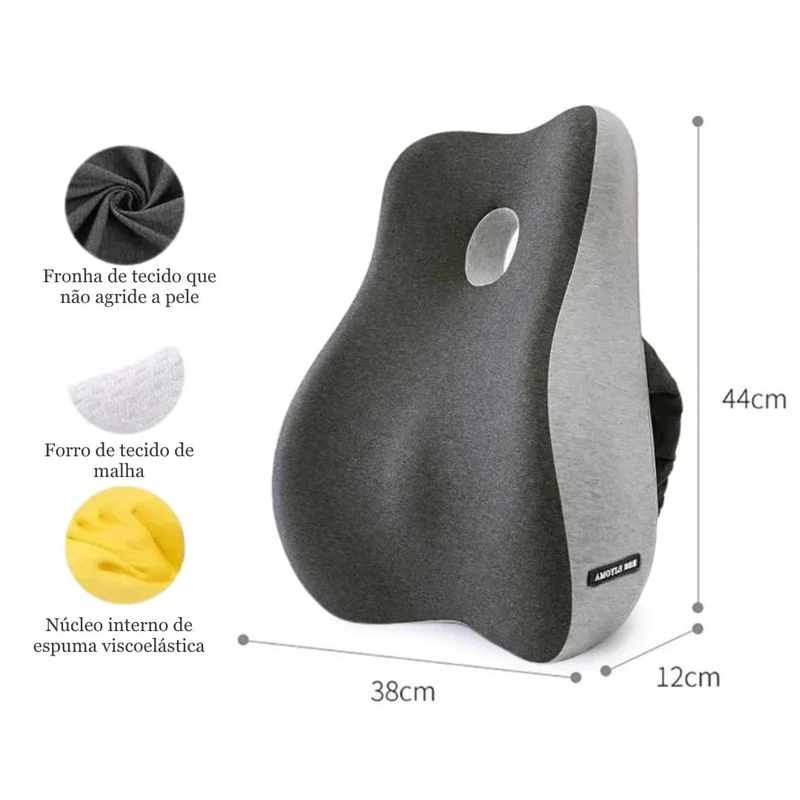 Almofada Ortopédica para Lombar – Espuma Memory Foam, Alívio Dores Costas e Ciática, Cadeira Escritório