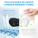 Almofada Lombar Ortopédica Memory Foam – Suporte para Coluna, Alívio Dores nas Costas, Uso em Cadeira
