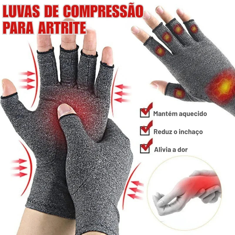 Luva de Compressão Sem Dedos – Alívio Dores Mãos, Artrite, Síndrome do Túnel do Carpo, Unissex