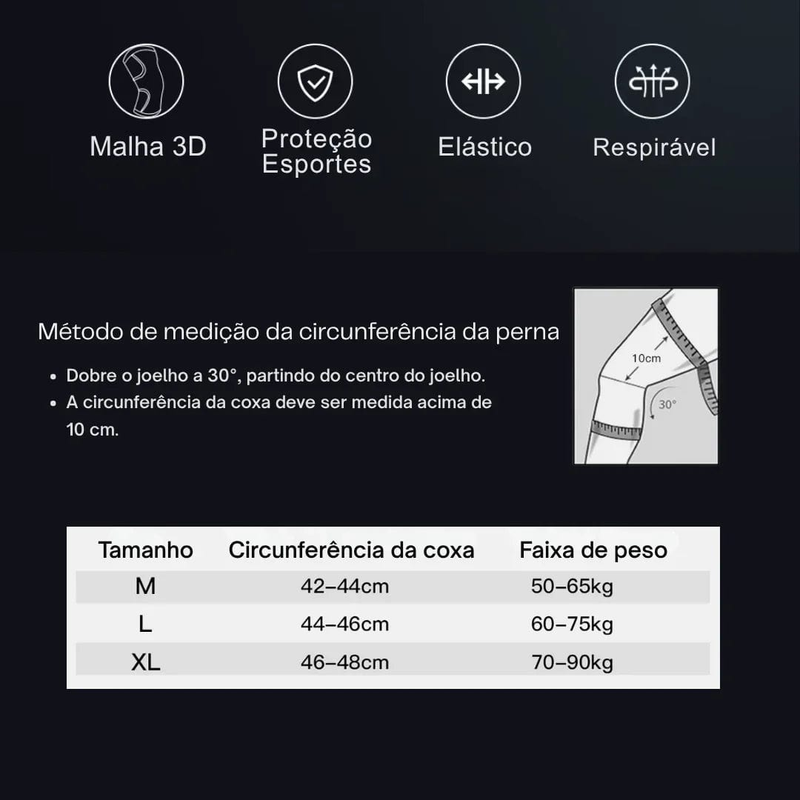 Joelheira Elástica Respirável para Esportes – Suporte Lesões, Alívio Dores Joelho, Corrida e Treino