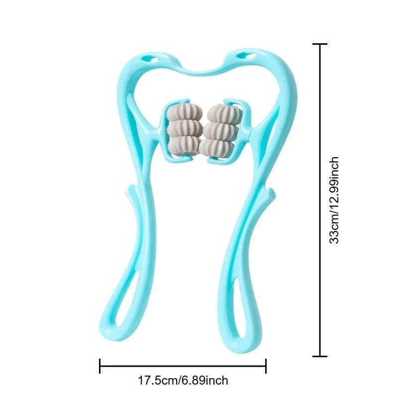 Massageador de Pescoço Manual com Rolo – Terapia Pontos de Pressão, Alívio Tensão e Torcicolo