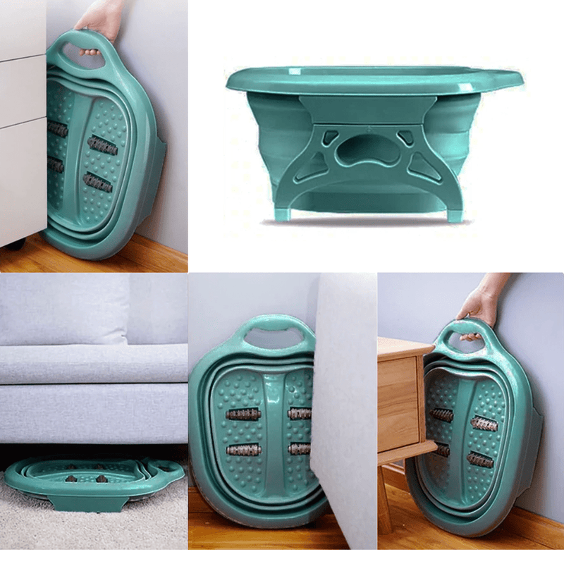 Bacia Dobrável para Spa de Pés com Rolos Massageadores – Conforto para Pés Cansados