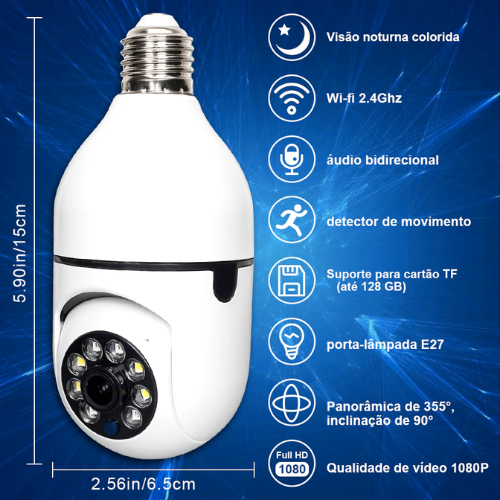 Câmera de Segurança Full HD Wi-Fi Inteligente 360°